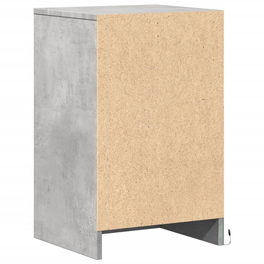 Concrete Grey LED Bedside Cabinets - Set of 2, Engineered Wood