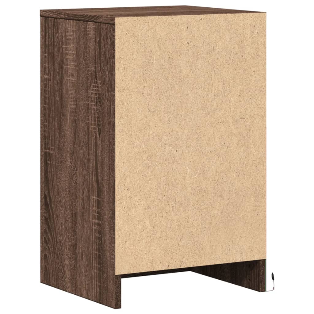 LED Bedside Cabinets, 2 pcs Brown Oak, Engineered Wood