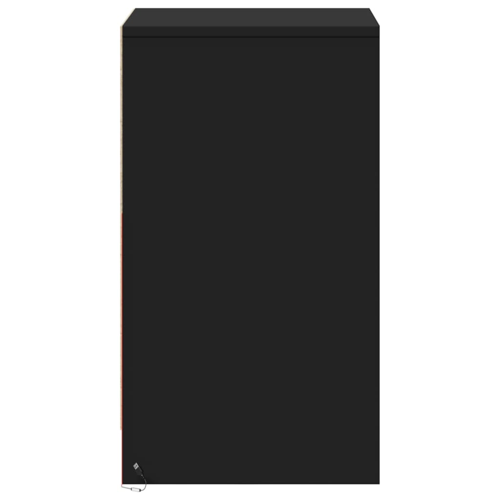 Black Engineered Wood Bedside Cabinet with LED Lights