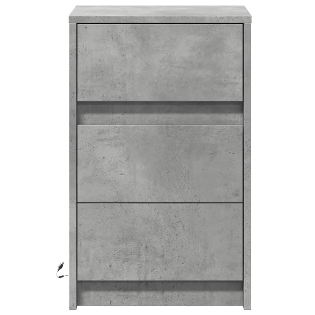 Concrete Grey LED Bedside Cabinet - Stylish Engineered Wood Design