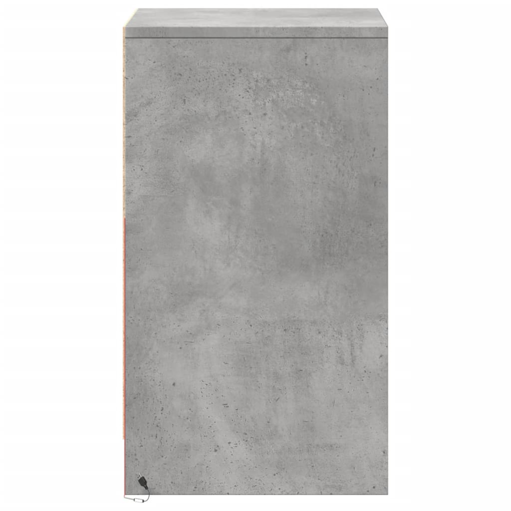 Concrete Grey LED Bedside Cabinet - Stylish Engineered Wood Design