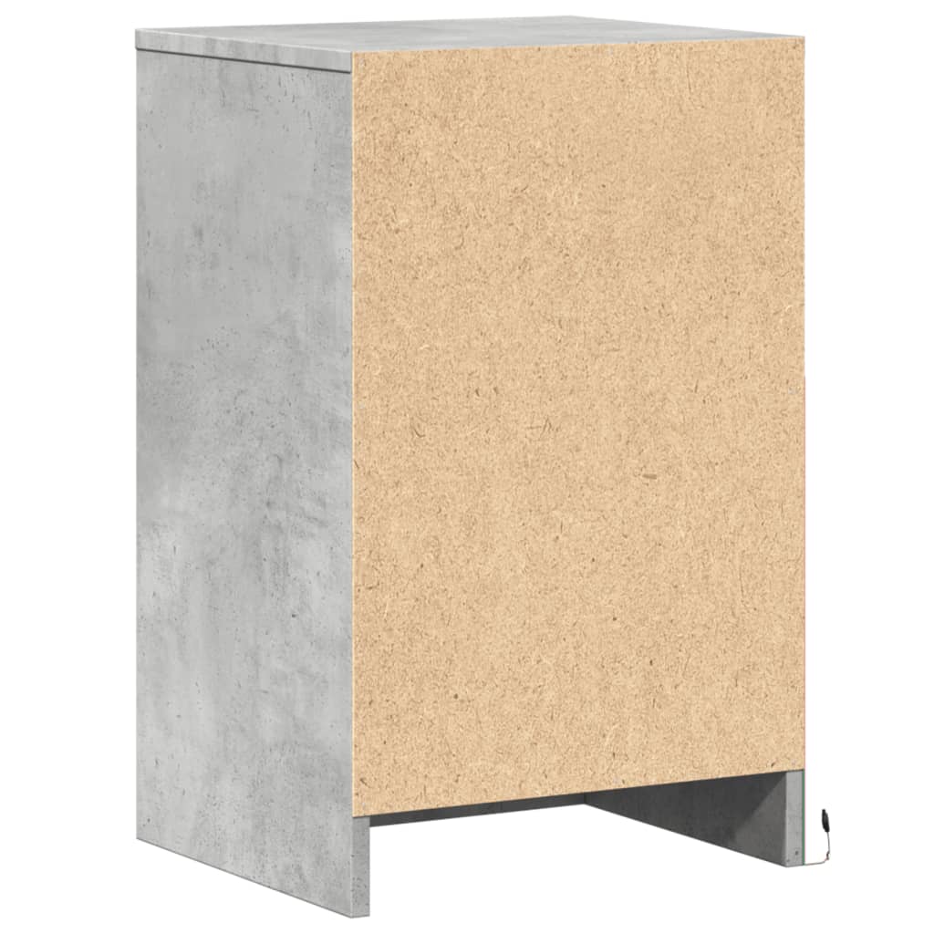 Concrete Grey LED Bedside Cabinet - Stylish Engineered Wood Design