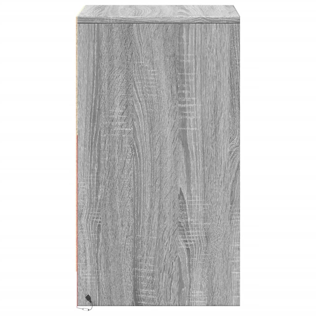 Grey Sonoma LED Bedside Cabinet - Engineered Wood Nightstand