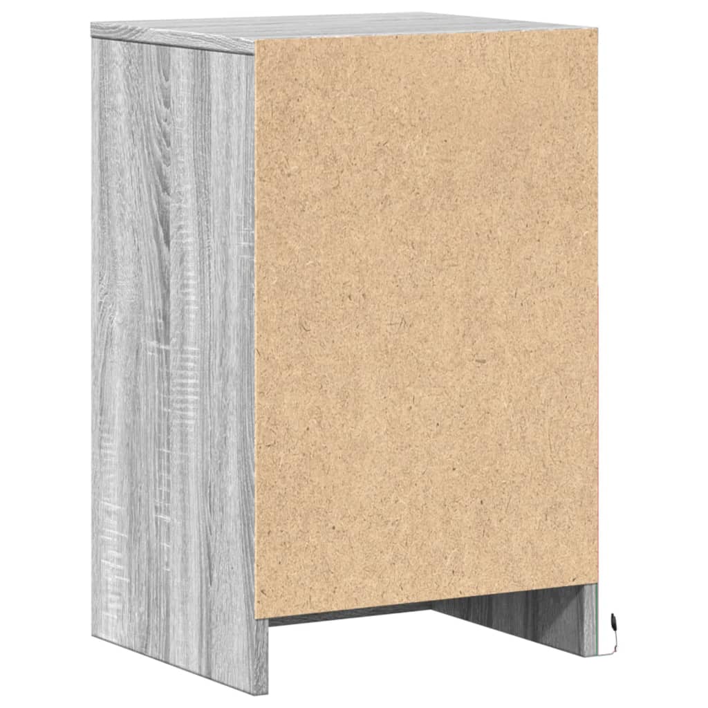 Grey Sonoma LED Bedside Cabinet - Engineered Wood Nightstand
