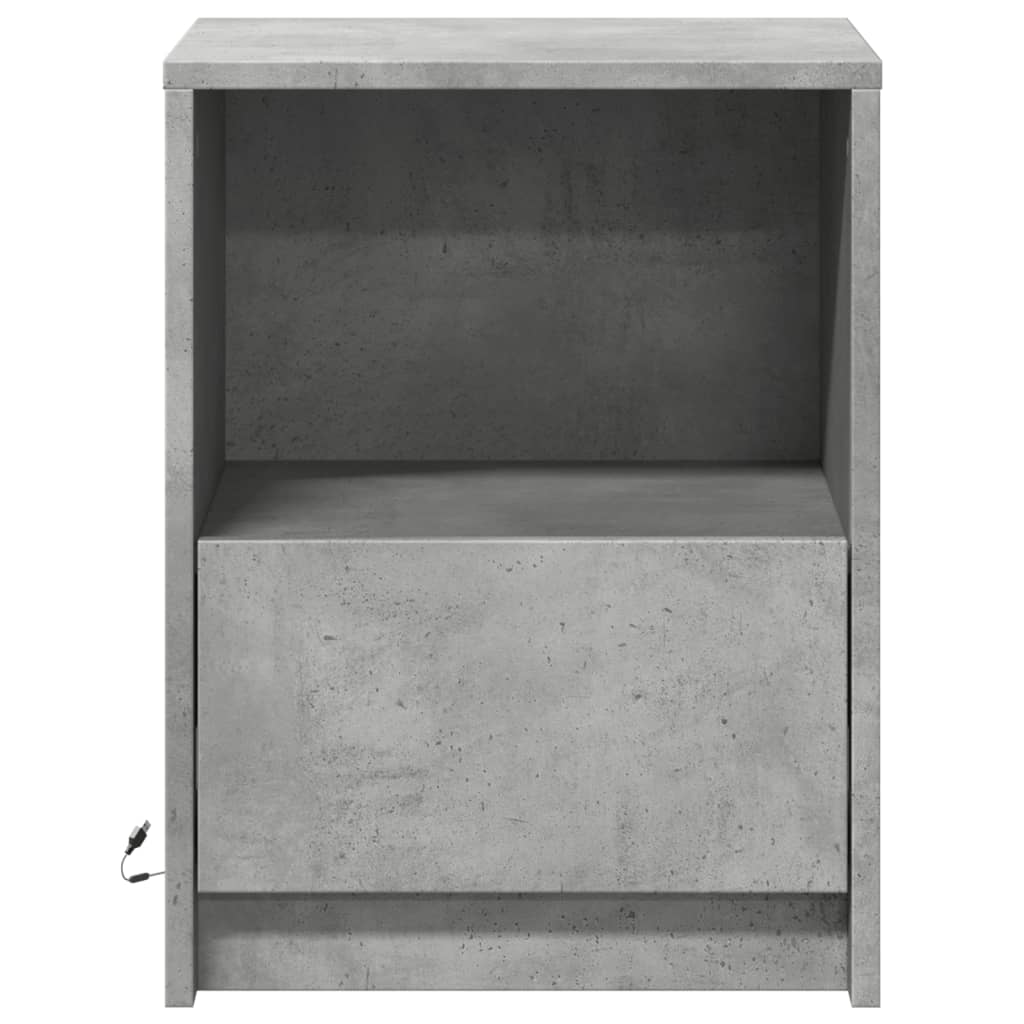 Concrete Grey LED Bedside Cabinets 2 pcs - Engineered Wood
