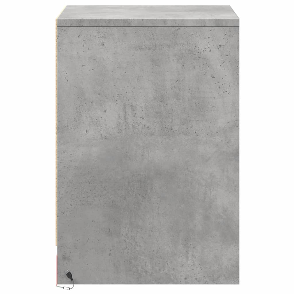 Concrete Grey LED Bedside Cabinets 2 pcs - Engineered Wood