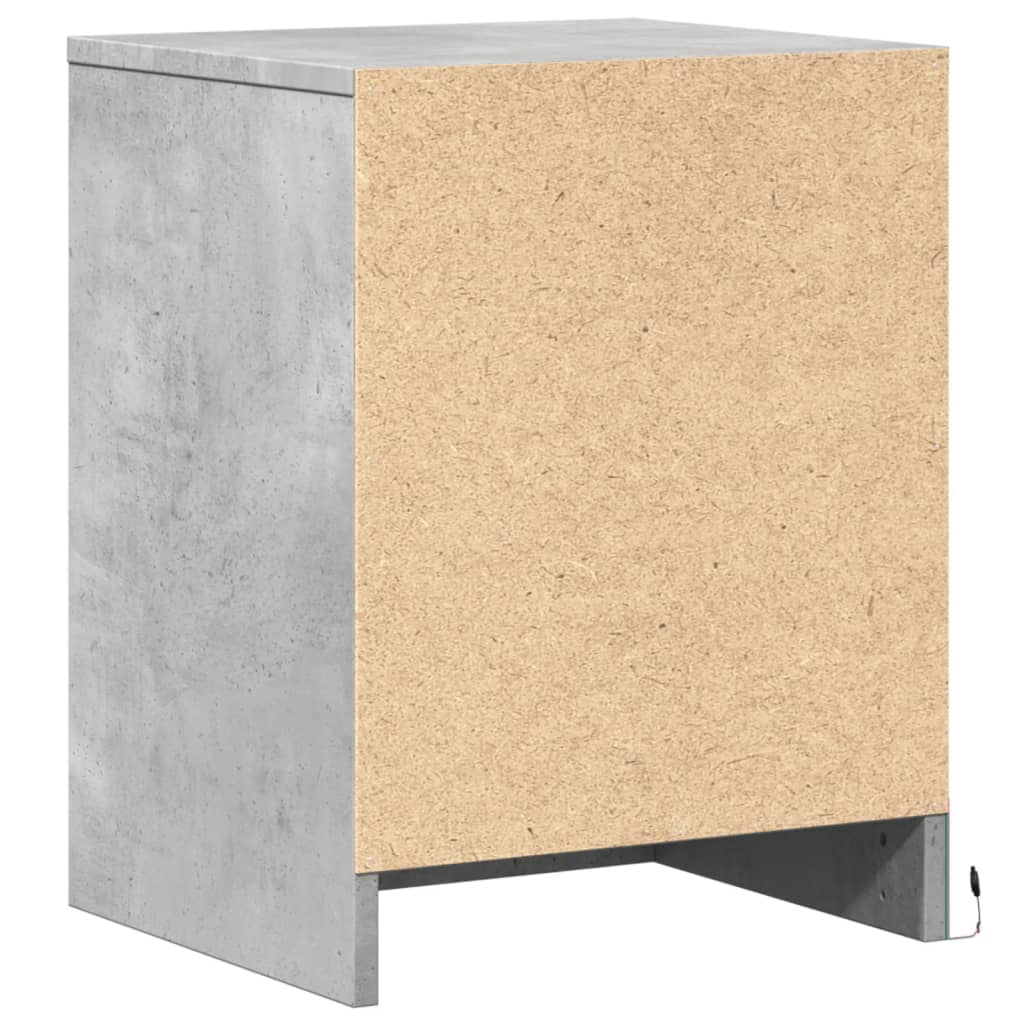 Concrete Grey LED Bedside Cabinets 2 pcs - Engineered Wood