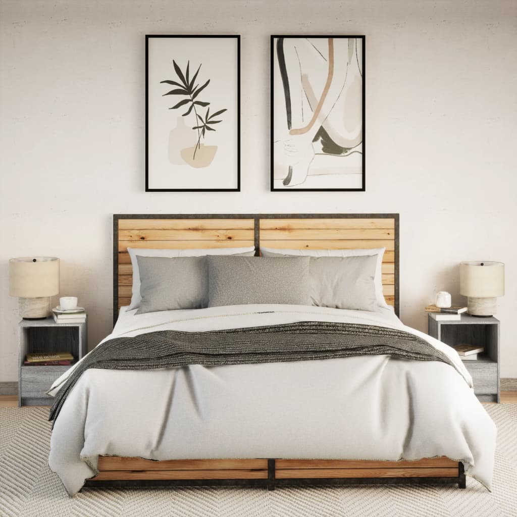 Grey Sonoma LED Bedside Cabinets - Set of 2, Engineered Wood