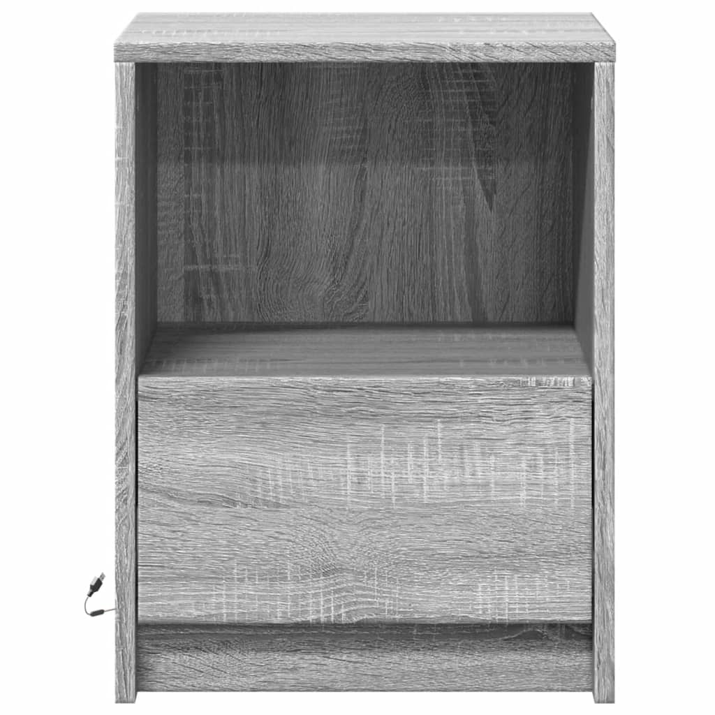 Grey Sonoma LED Bedside Cabinets - Set of 2, Engineered Wood