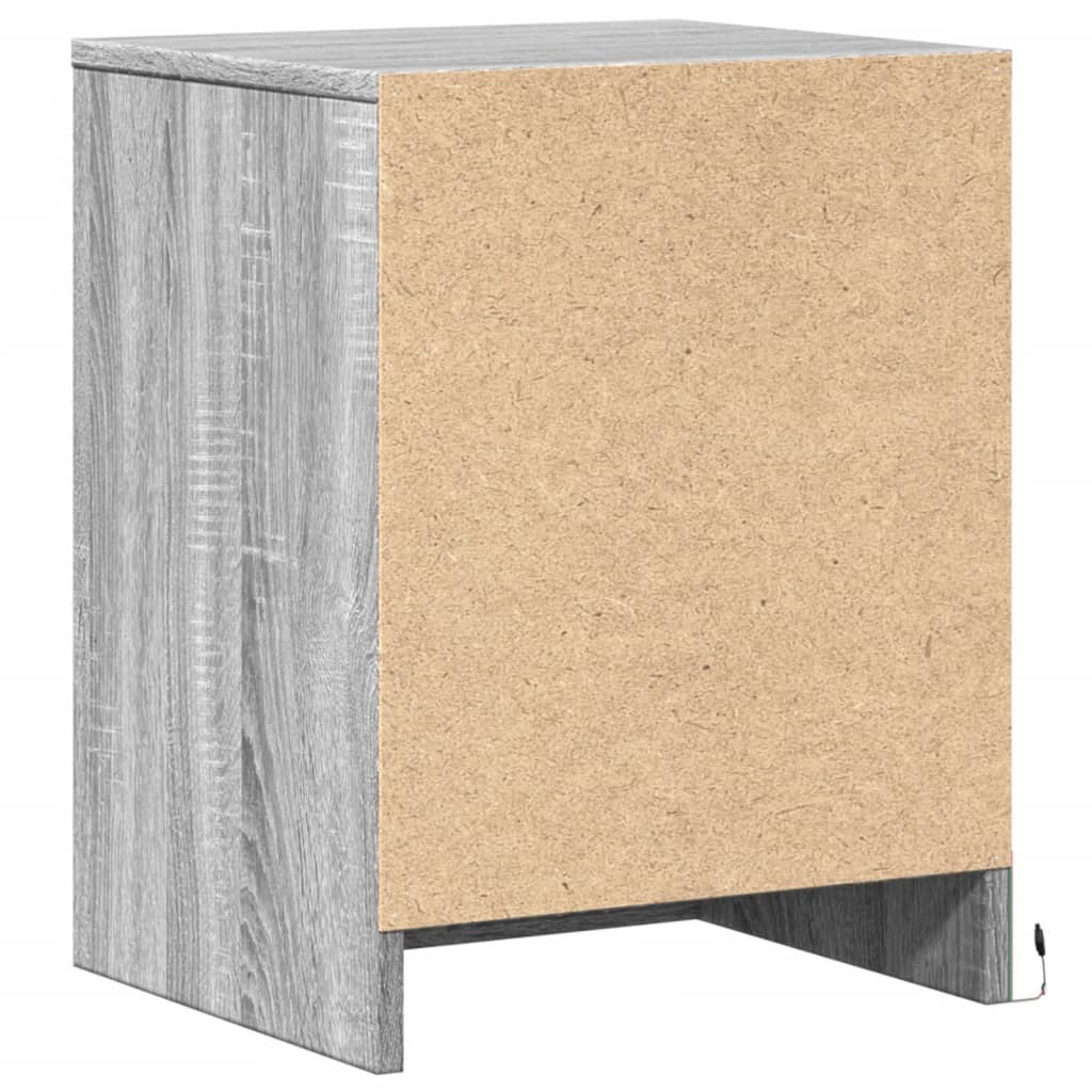 Grey Sonoma LED Bedside Cabinets - Set of 2, Engineered Wood