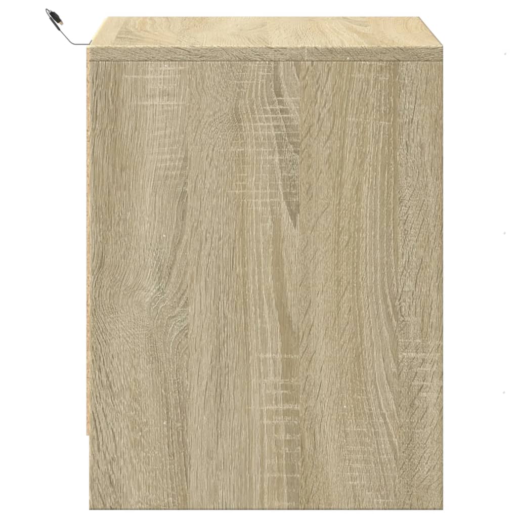 Sonoma Oak LED Bedside Cabinets - 2 pcs, Engineered Wood