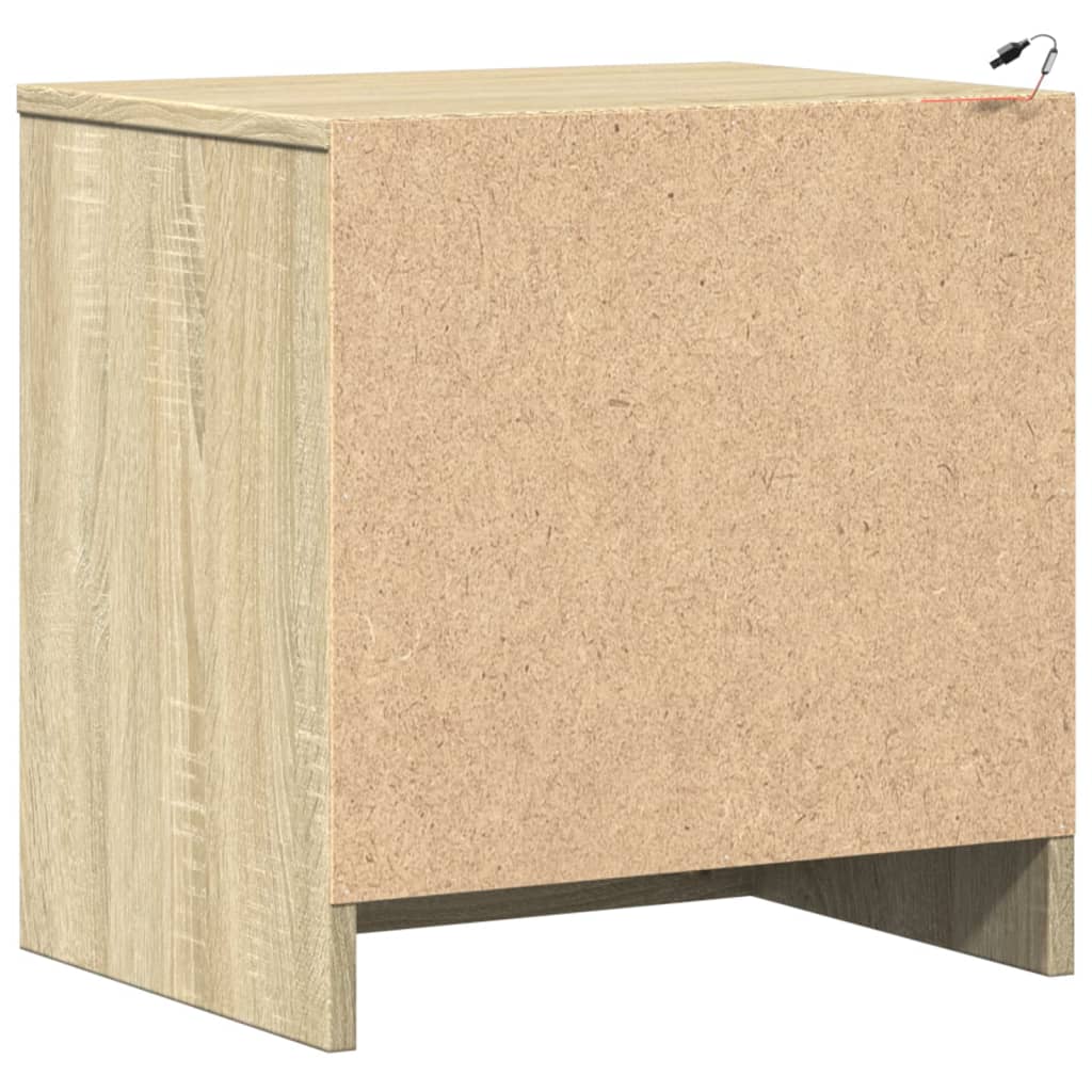 Sonoma Oak LED Bedside Cabinets - 2 pcs, Engineered Wood