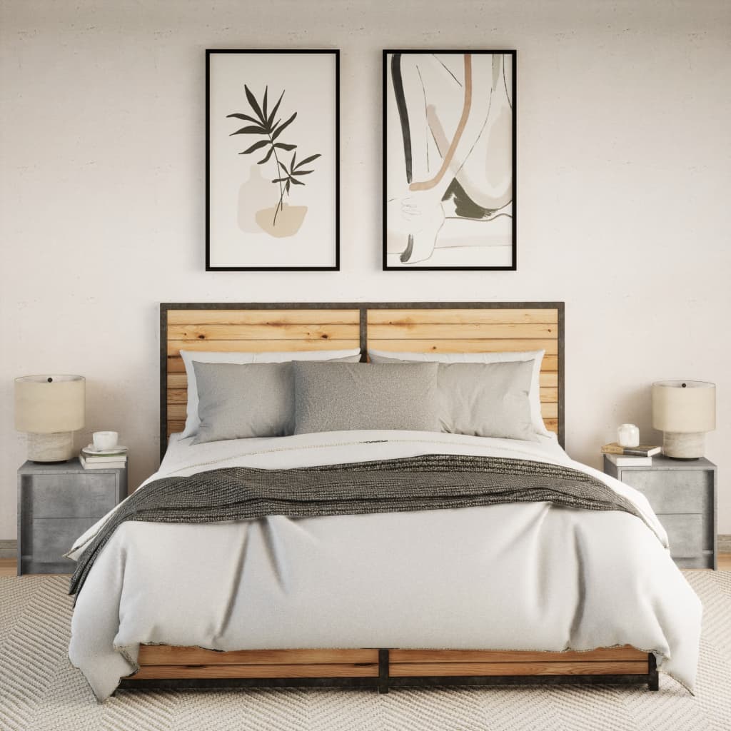 Bedside Cabinets with LED Lights 2 pcs Concrete Grey Engineered Wood