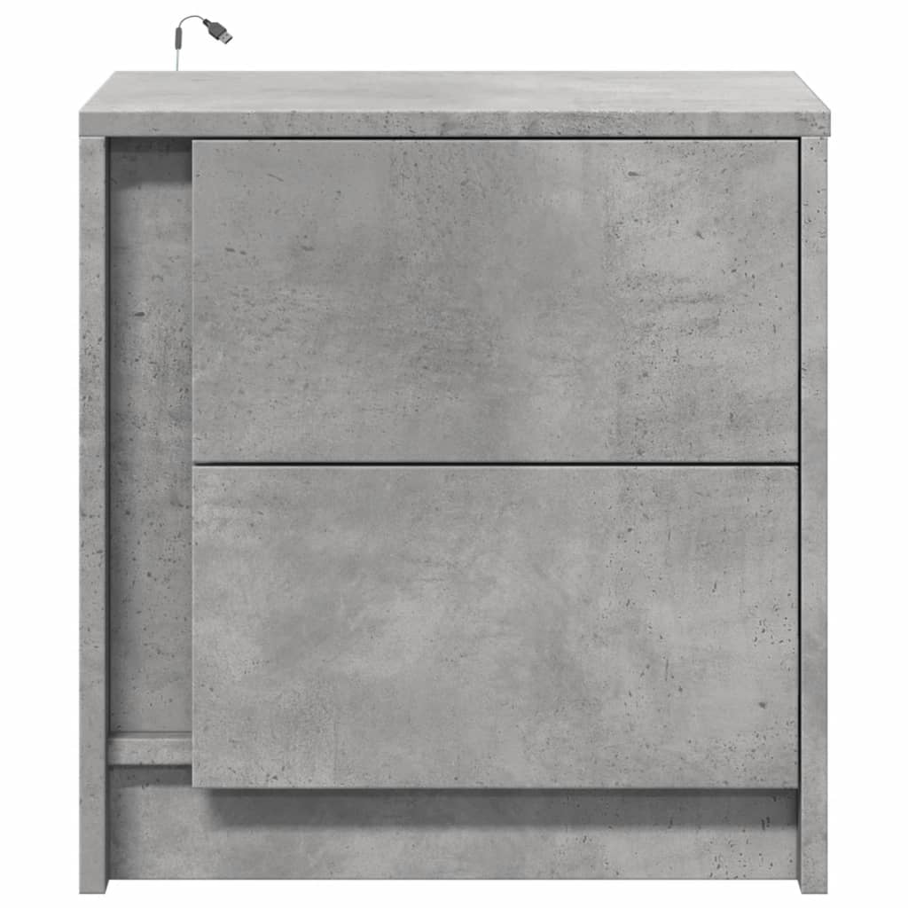 Bedside Cabinets with LED Lights 2 pcs Concrete Grey Engineered Wood