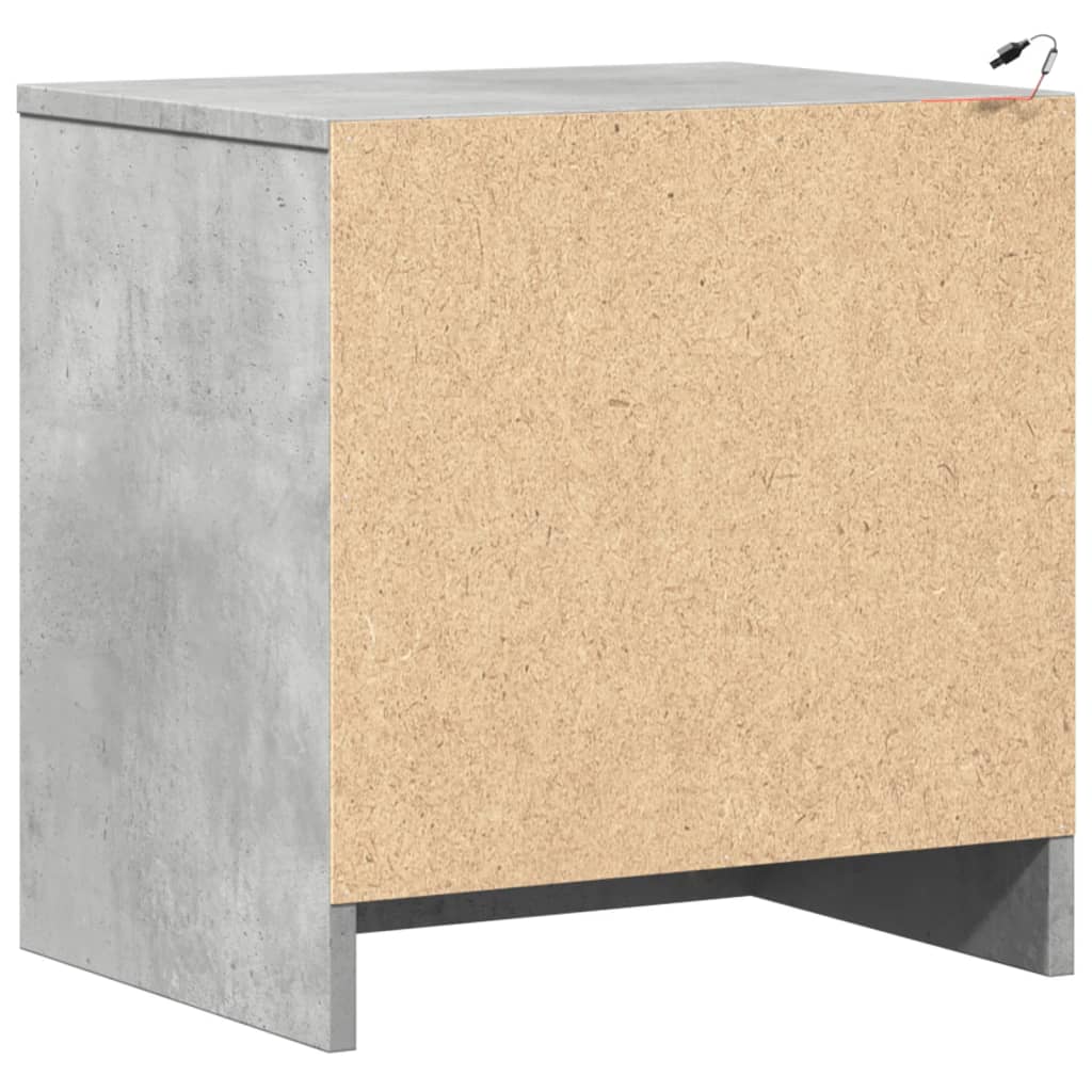 Bedside Cabinets with LED Lights 2 pcs Concrete Grey Engineered Wood