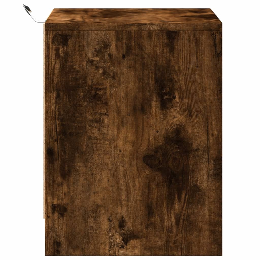 Smoked Oak LED Bedside Cabinet | Engineered Wood Nightstand