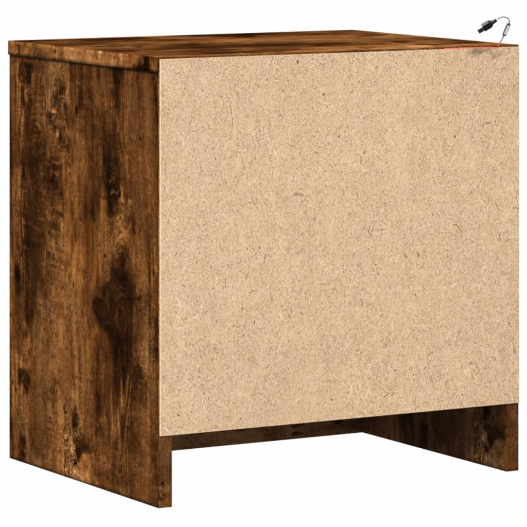 Smoked Oak LED Bedside Cabinet | Engineered Wood Nightstand