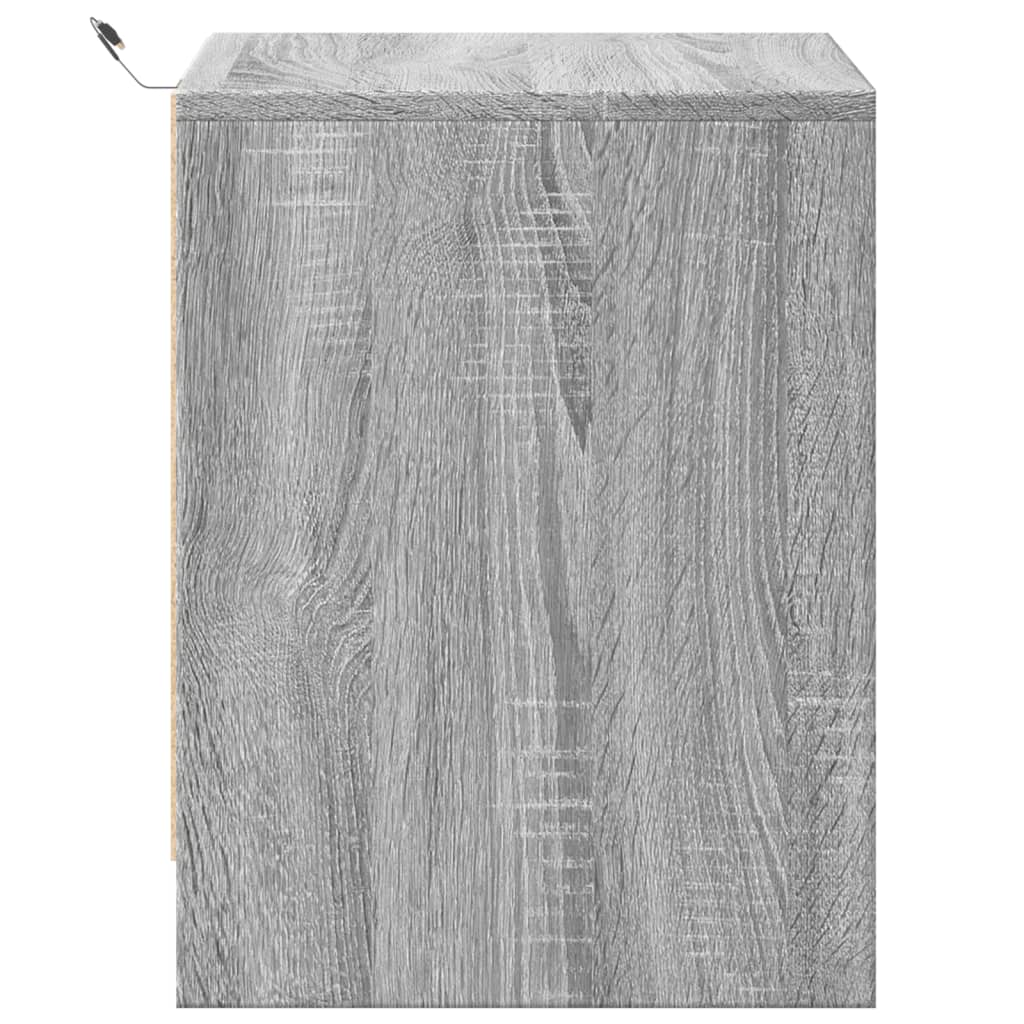 Grey Sonoma Bedside Cabinets with LED Lights, 2 Pcs - Engineered Wood