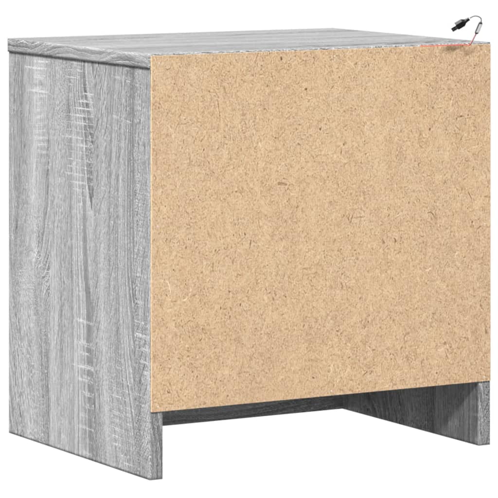 Grey Sonoma Bedside Cabinets with LED Lights, 2 Pcs - Engineered Wood