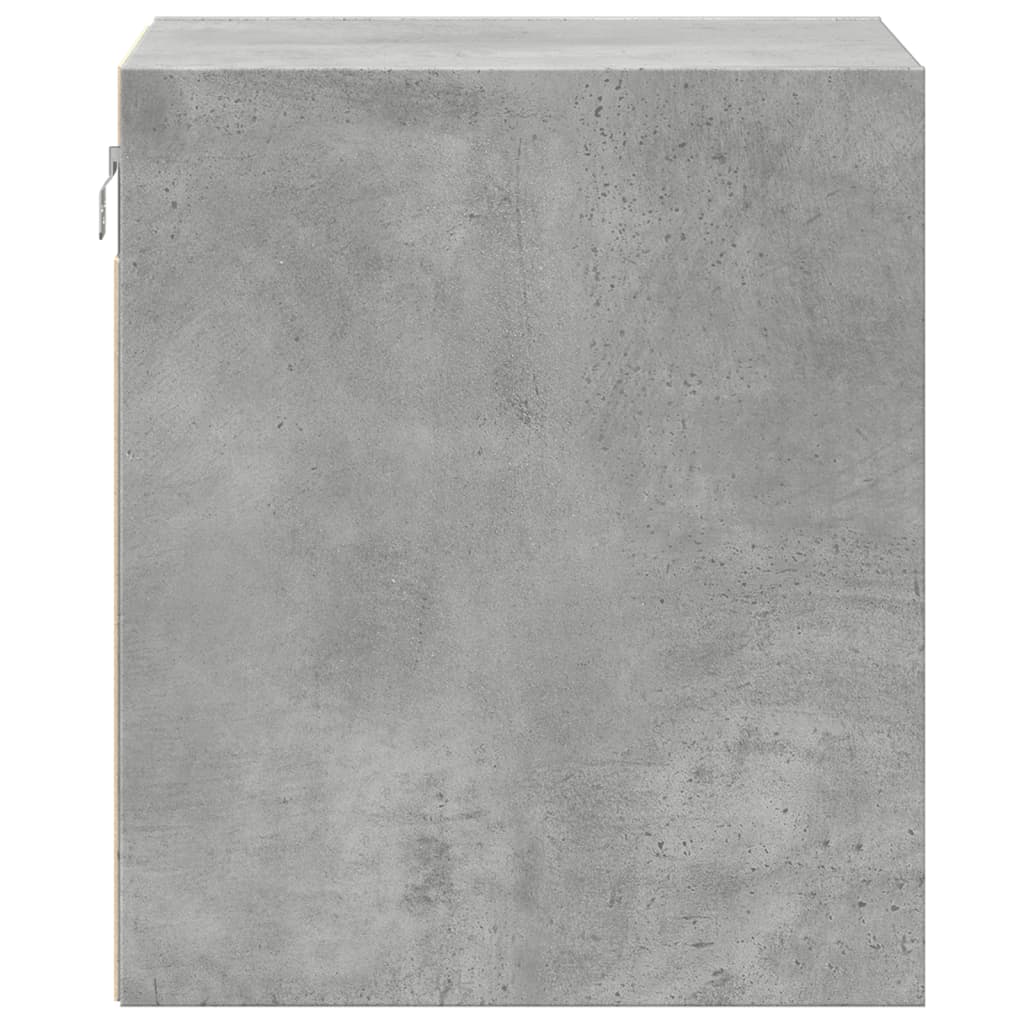 Concrete Grey Wall-Mounted Bedside Cabinet with LED Lights