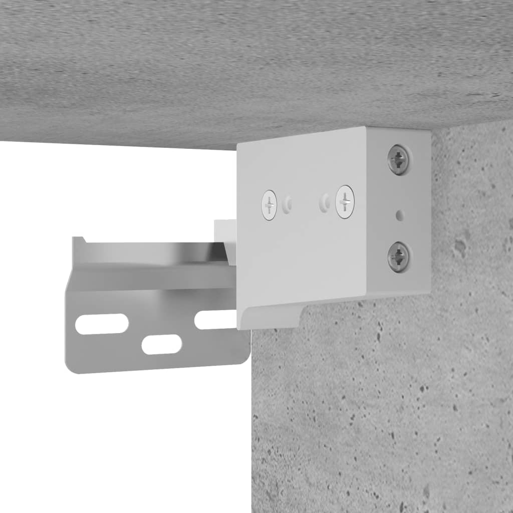 Concrete Grey Wall-Mounted Bedside Cabinet with LED Lights