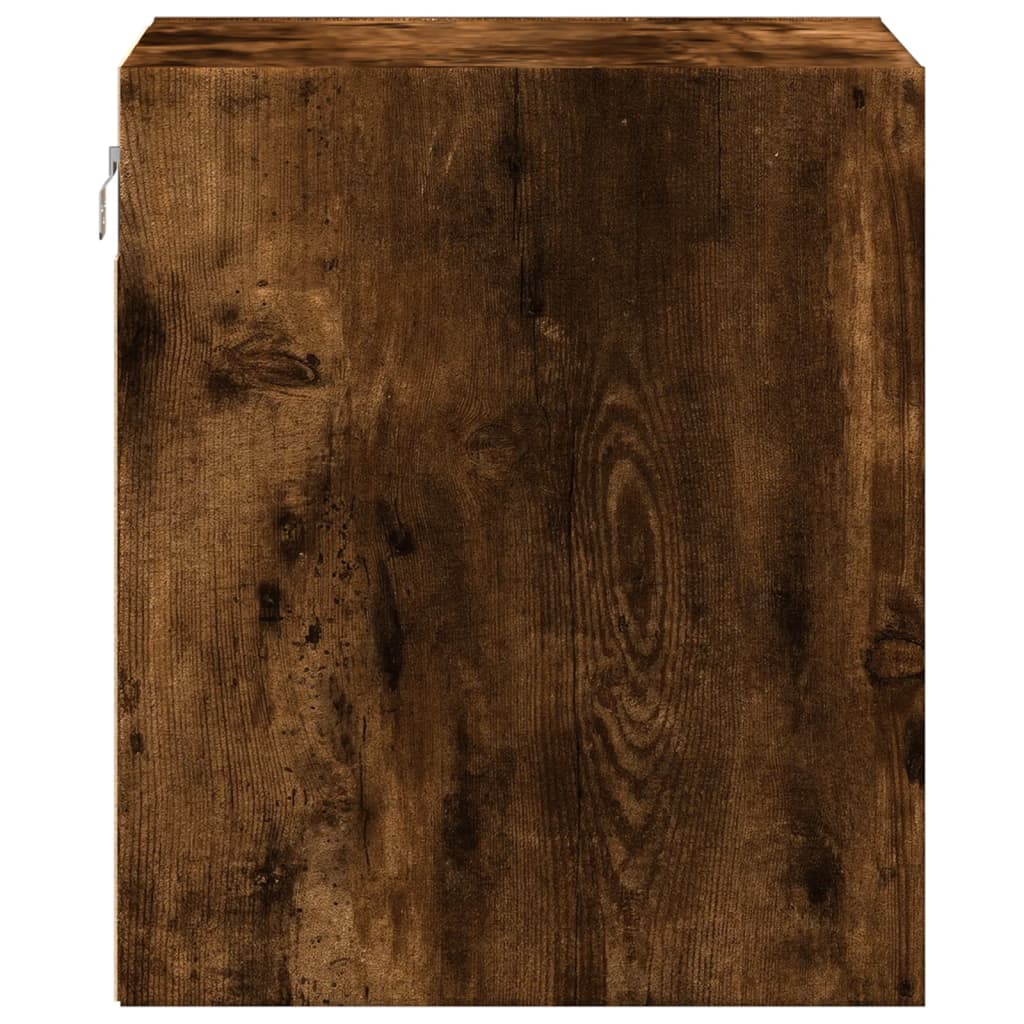 Smoked Oak LED Wall-Mounted Bedside Cabinets - Set of 2