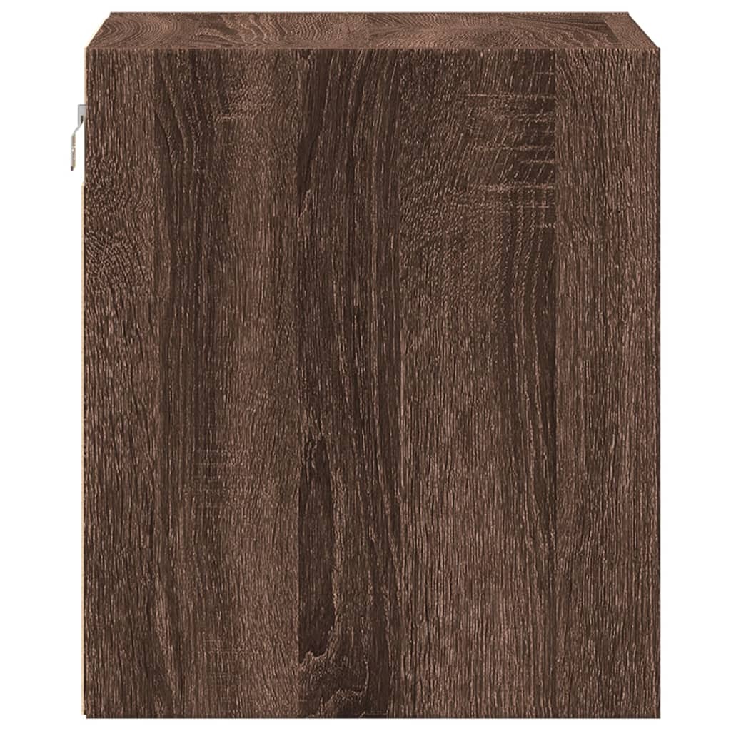 Wall-Mounted Bedside Cabinet Brown Oak with LED Lights