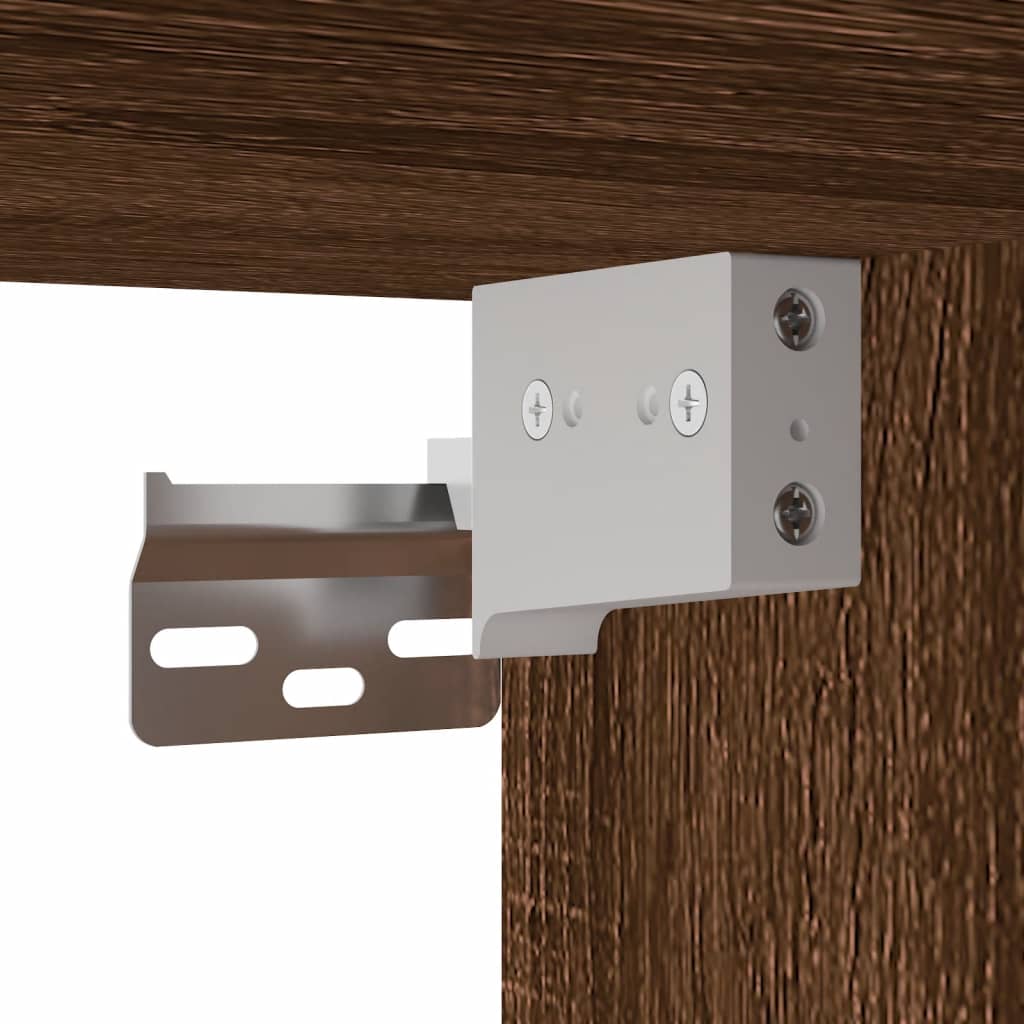 LED Wall-Mounted Bedside Cabinets, Brown Oak, 2 pcs