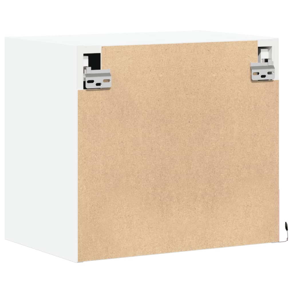 White Wall-mounted Bedside Cabinet with LED Lights