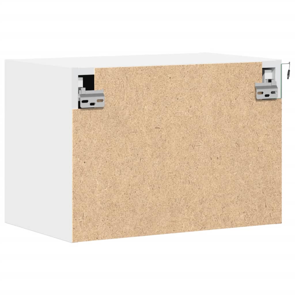 White Wall-Mounted Bedside Cabinets with LED Lights, 2-Pack