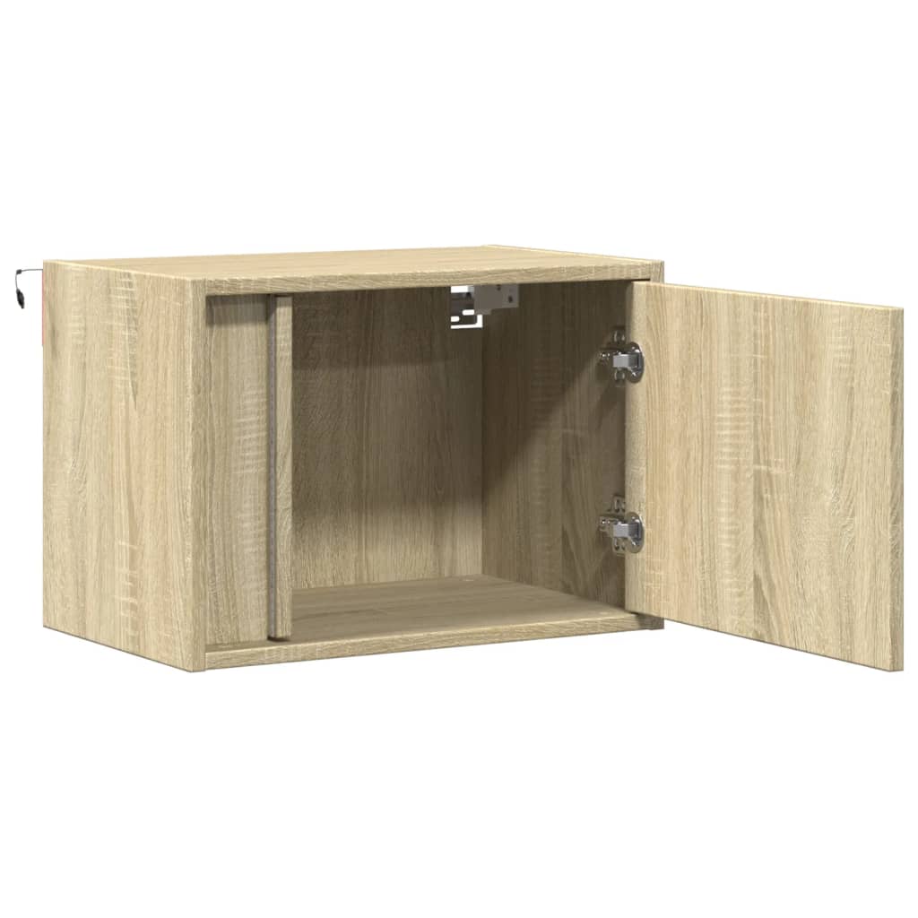 Sonoma Oak Wall-Mounted Bedside Cabinets 2 pcs with LED Lights