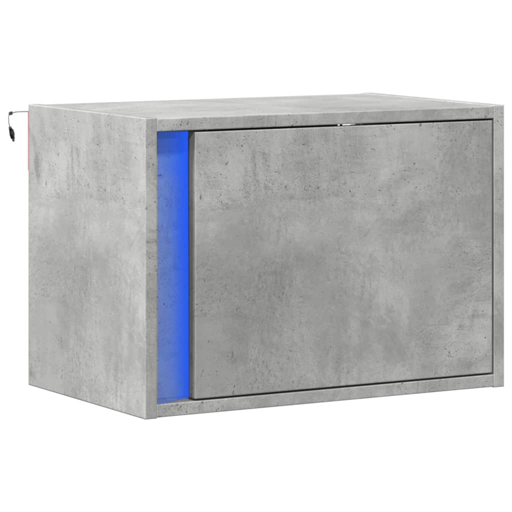 LED Wall-Mounted Bedside Cabinet in Concrete Oak Finish