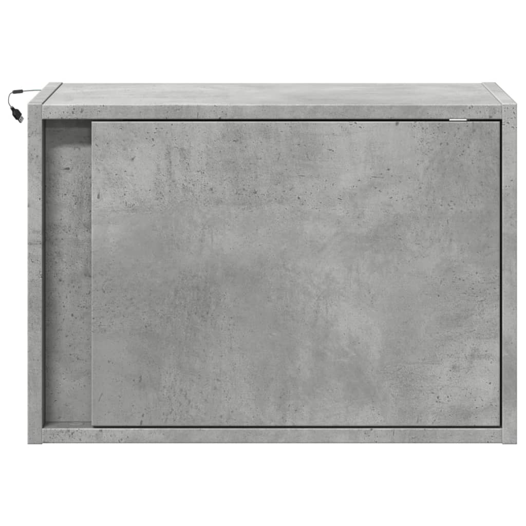 LED Wall-Mounted Bedside Cabinet in Concrete Oak Finish