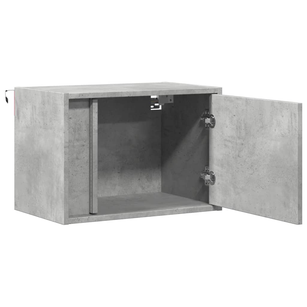 LED Wall-Mounted Bedside Cabinet in Concrete Oak Finish