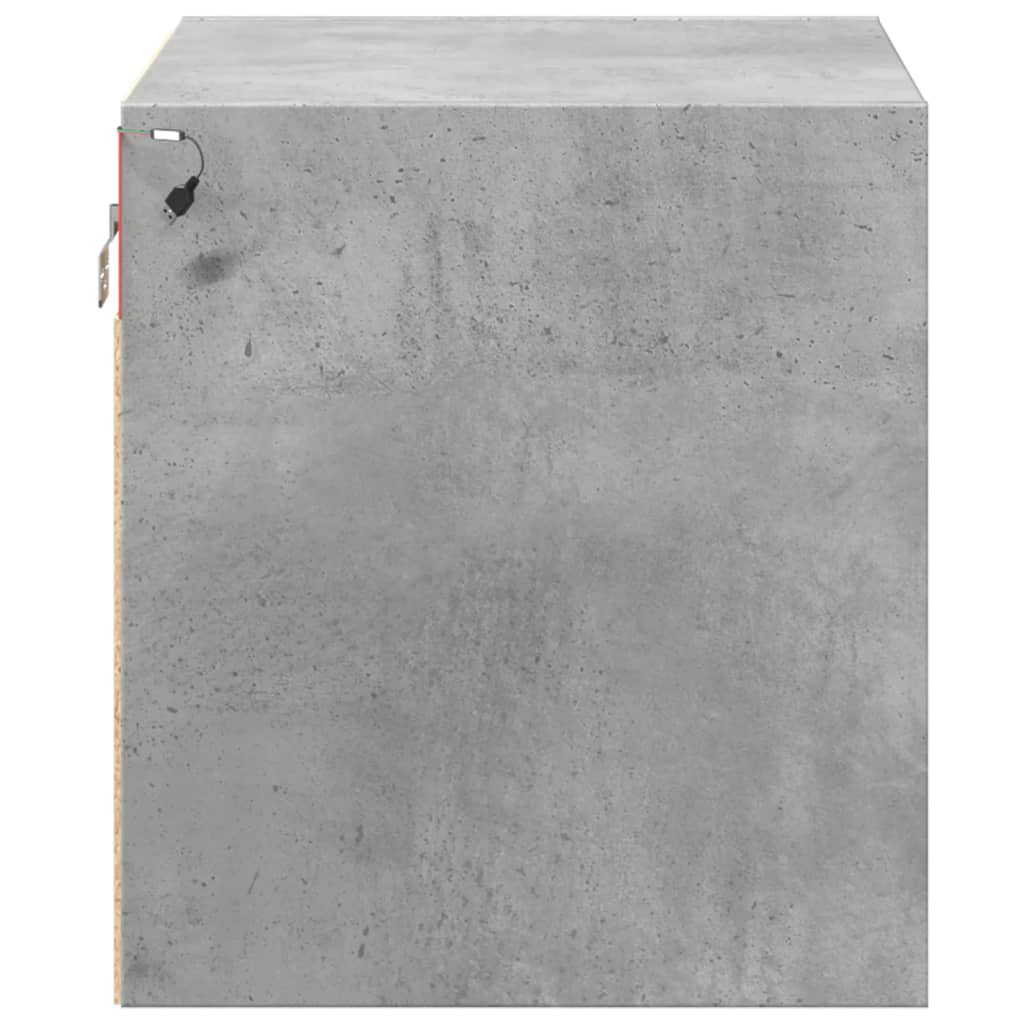 LED Wall-Mounted Bedside Cabinet in Concrete Oak Finish