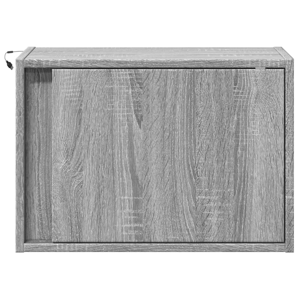 Grey Sonoma Wall-mounted Bedside Cabinet with LED Lights