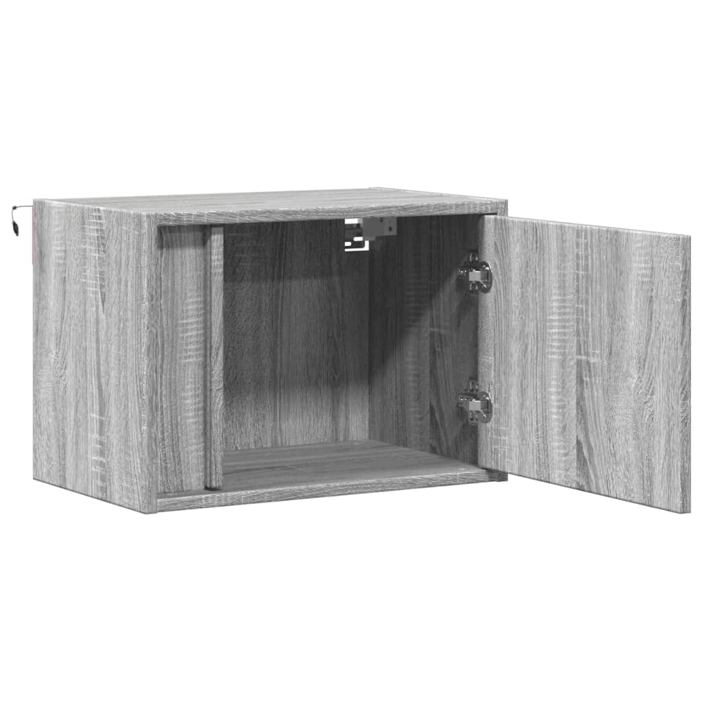 Grey Sonoma Wall-mounted Bedside Cabinet with LED Lights