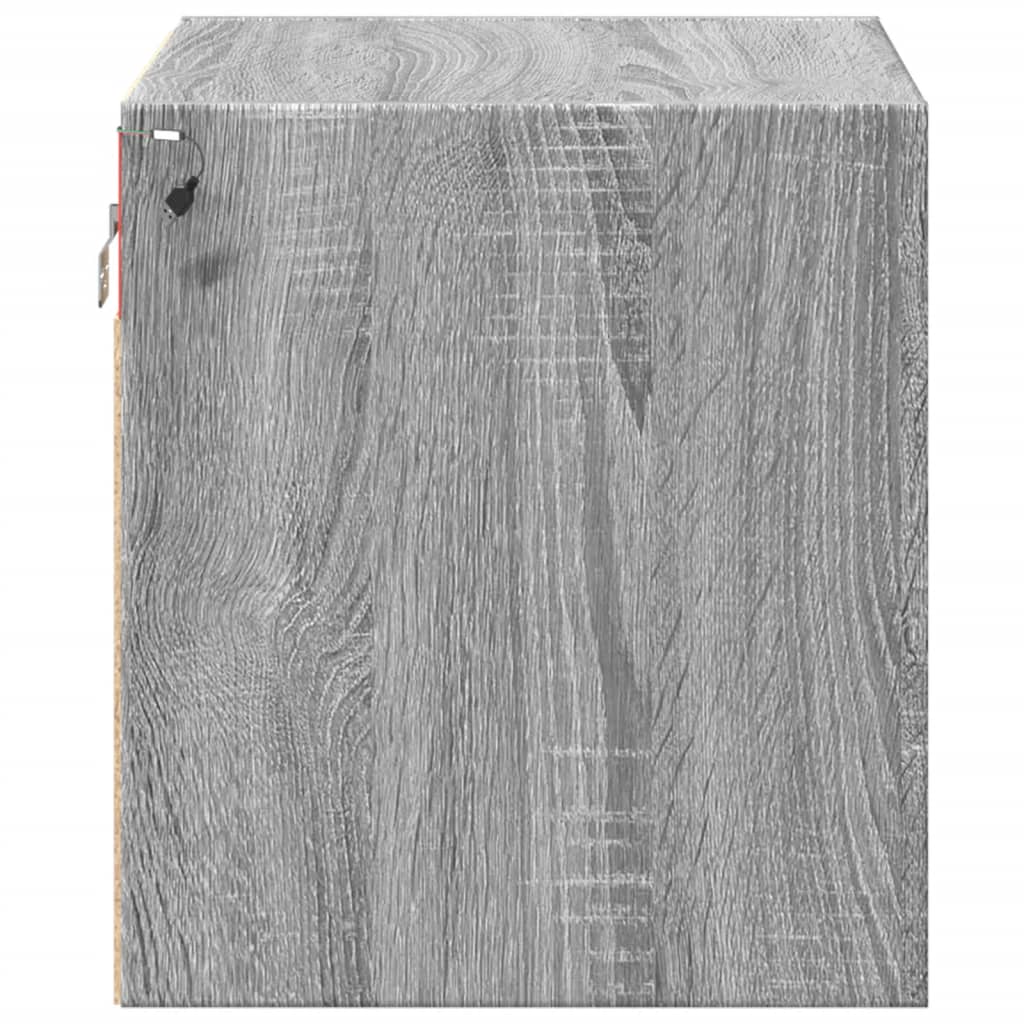 Grey Sonoma Wall-mounted Bedside Cabinet with LED Lights