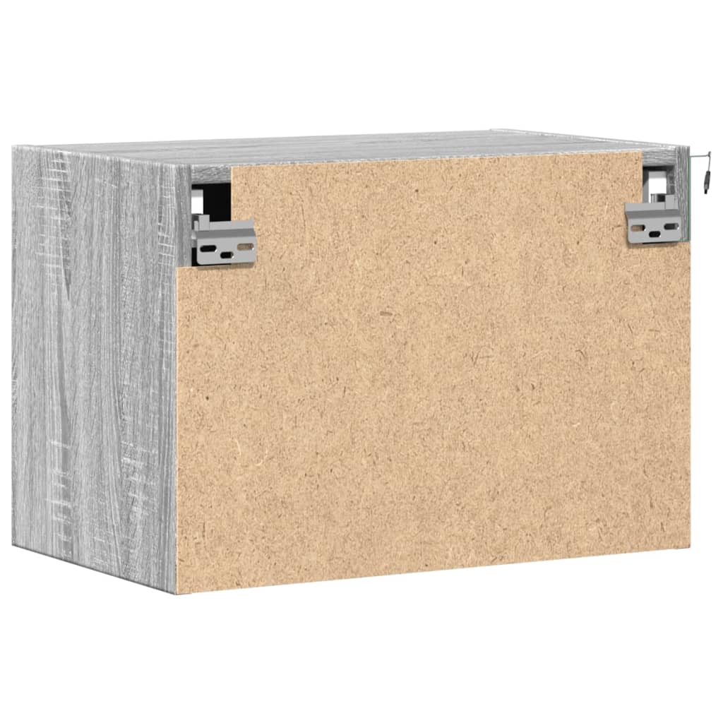 Grey Sonoma Wall-mounted Bedside Cabinet with LED Lights