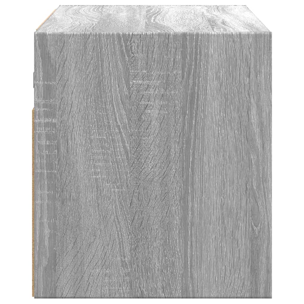 TV Wall Cabinet with LED Lights Grey Sonoma 80x31x35 cm