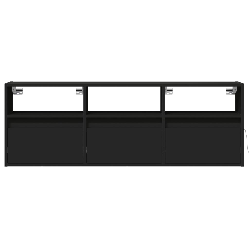 TV Wall Cabinet with LED Lights Black 130x31x45 cm