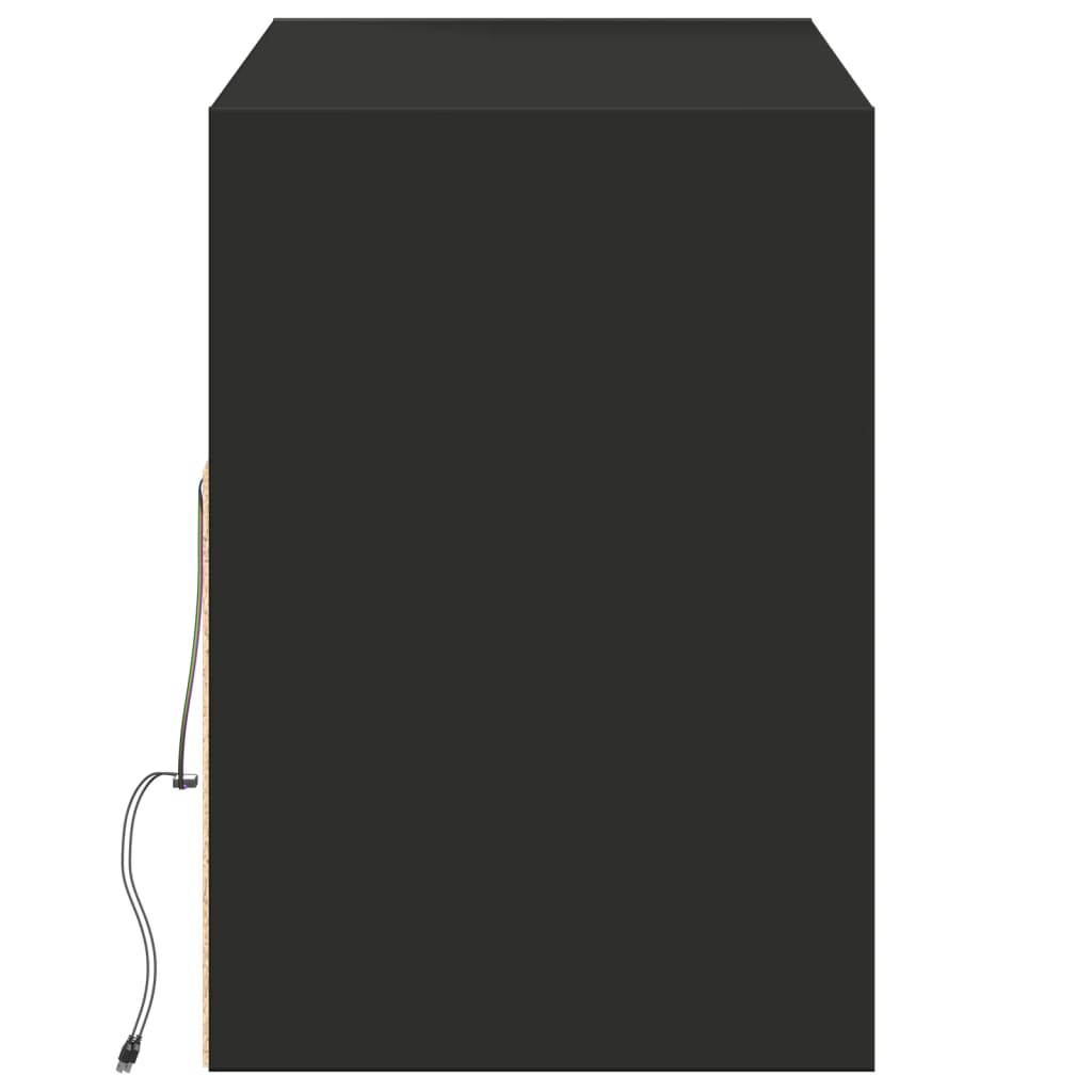 TV Wall Cabinet with LED Lights Black 130x31x45 cm