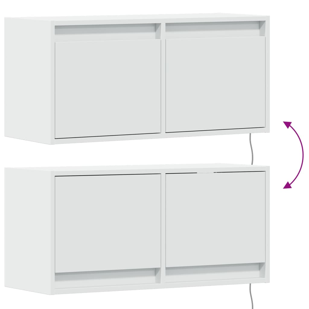 TV Wall Cabinet with LED Lights White 80x31x35 cm