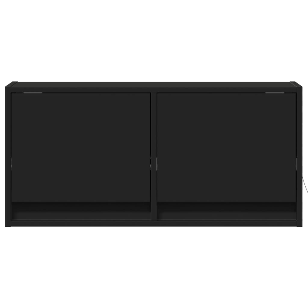 TV Wall Cabinet with LED Lights Black 80x31x35 cm