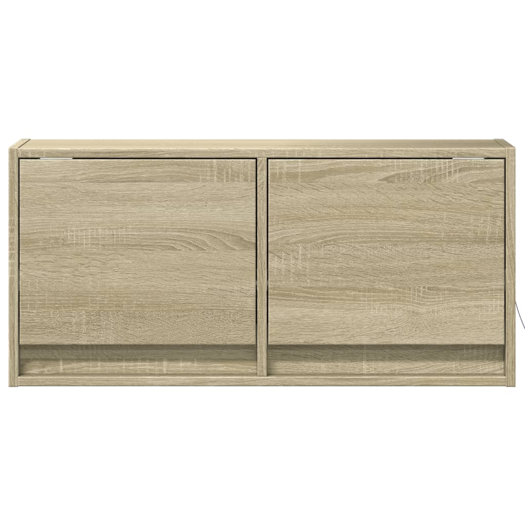 TV Wall Cabinet with LED Lights Sonoma Oak 80x31x35 cm