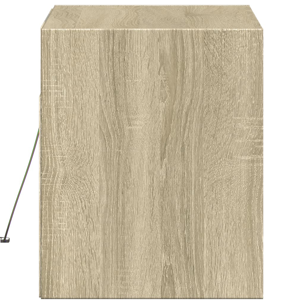 TV Wall Cabinet with LED Lights Sonoma Oak 80x31x35 cm