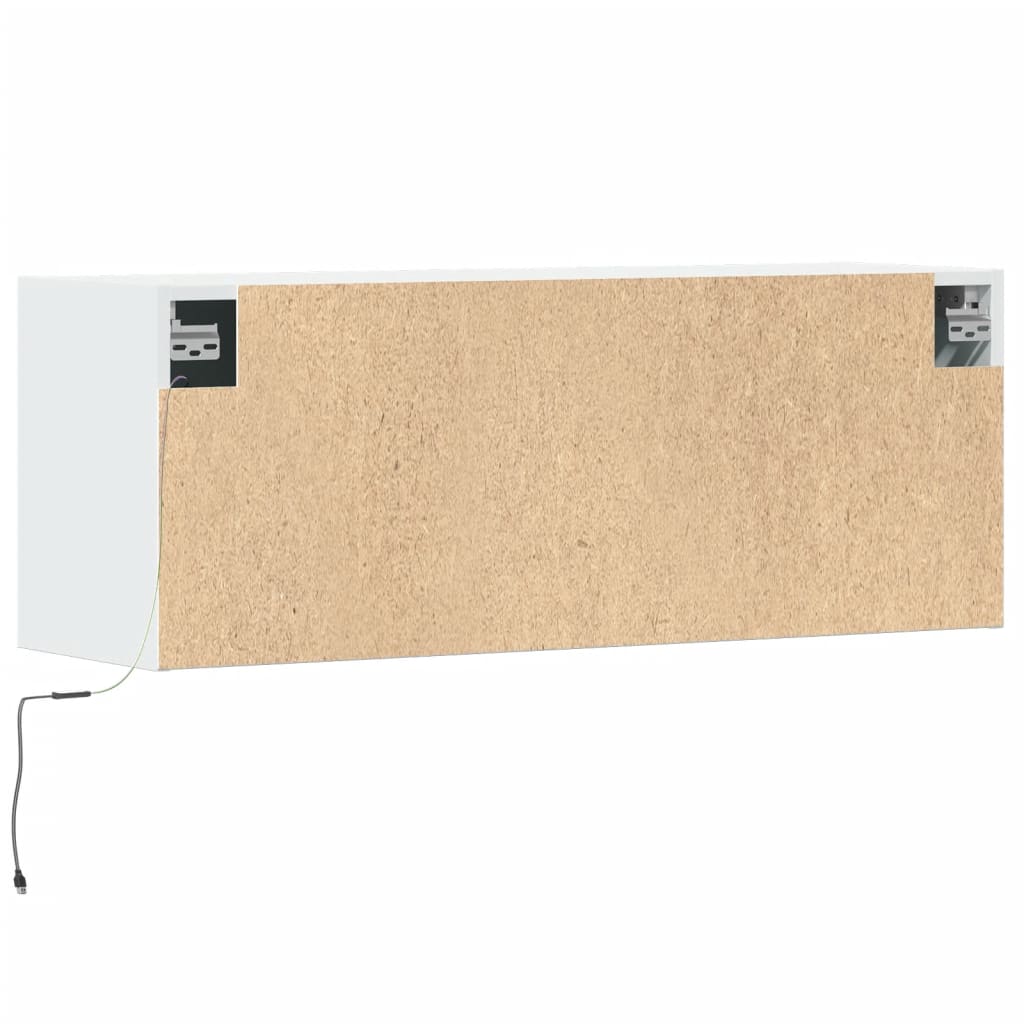 TV Wall Cabinet with LED Lights White 100x31x35 cm