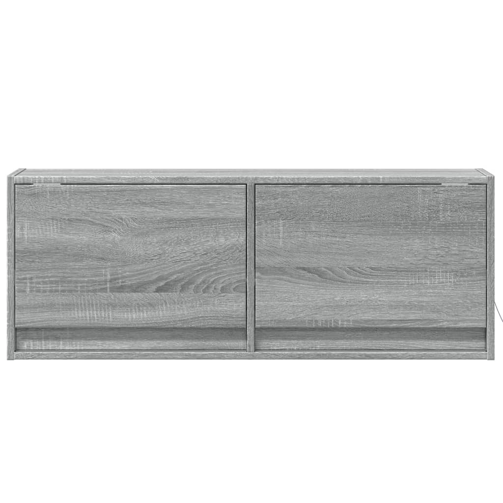 TV Wall Cabinet with LED Lights Grey Sonoma 100x31x35 cm