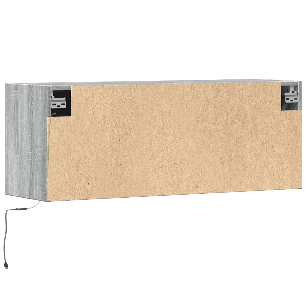 TV Wall Cabinet with LED Lights Grey Sonoma 100x31x35 cm