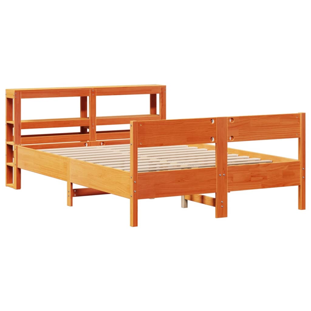 Bed Frame without Mattress Wax Brown 120x190 cm Small Double Solid Wood Pine